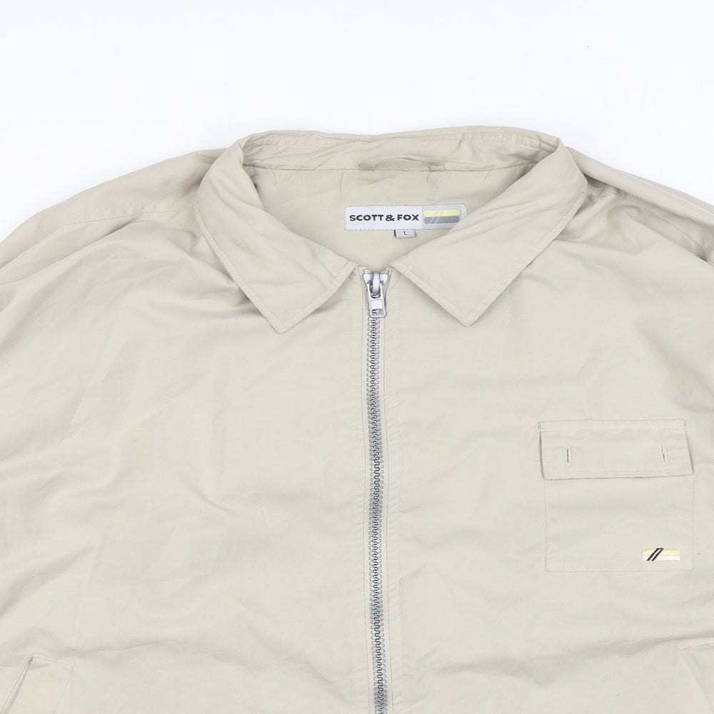 Scott & Fox Mens Beige Jacket Coat Size L Zip
