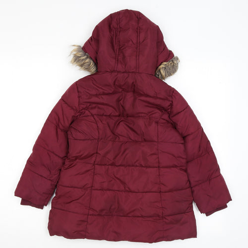 Marks and Spencer Girls Red Puffer Jacket Coat Size 4-5 Years Zip