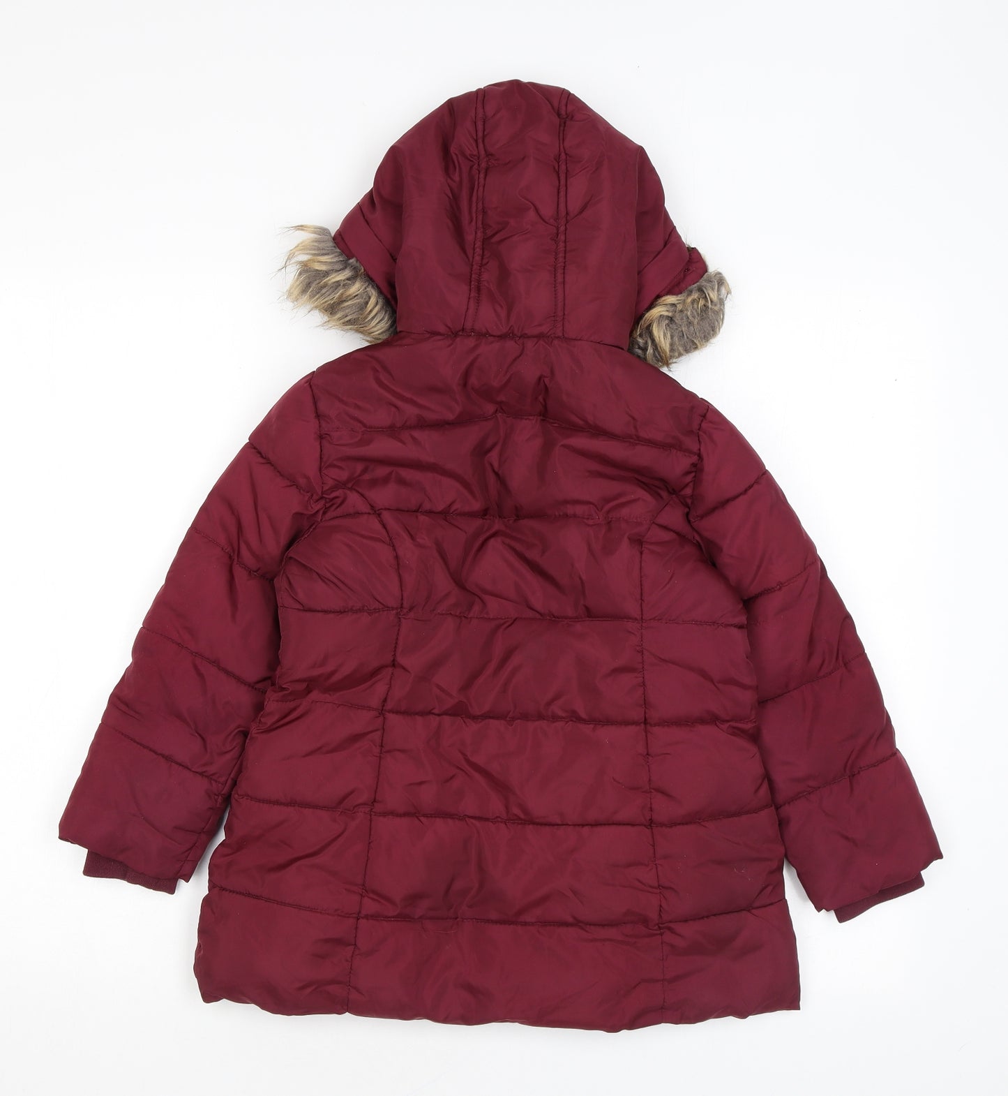 Marks and Spencer Girls Red Puffer Jacket Coat Size 4-5 Years Zip
