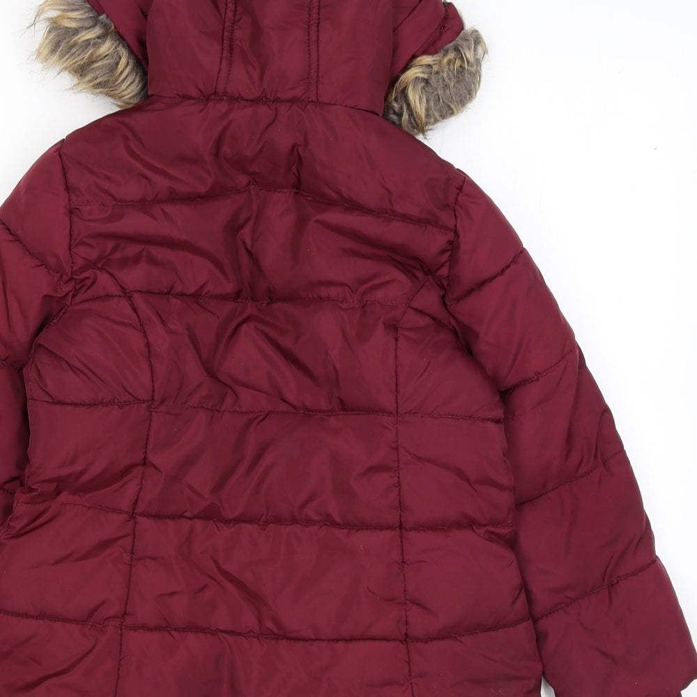 Marks and Spencer Girls Red Puffer Jacket Coat Size 4-5 Years Zip