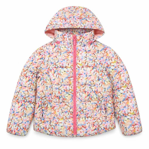 NEXT Womens Pink Floral Puffer Jacket Coat Size 8 Zip - Removable hood