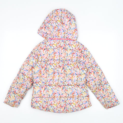 NEXT Womens Pink Floral Puffer Jacket Coat Size 8 Zip - Removable hood