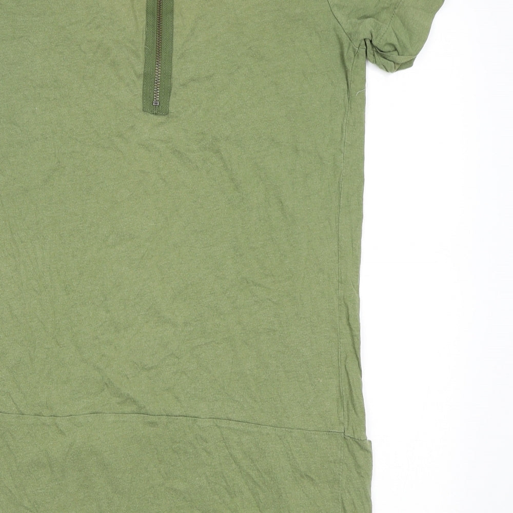 Fat Face Womens Green Cotton Basic T-Shirt Size 12 Scoop Neck