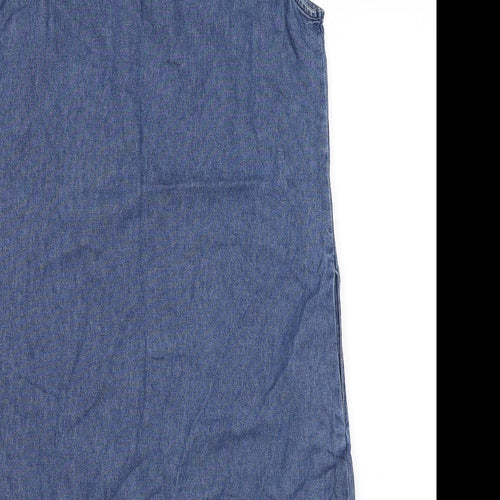 Evie Womens Blue Cotton A-Line Size 12 Scoop Neck Pullover - Lace