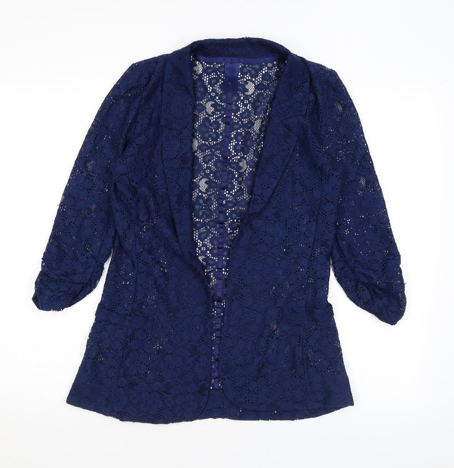 NEXT Womens Blue V-Neck Floral Polyester Cardigan Jumper Size 12 - Lace
