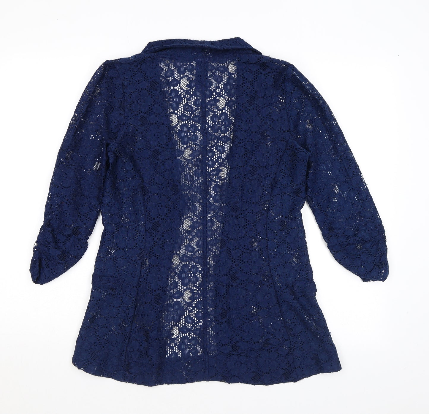 NEXT Womens Blue V-Neck Floral Polyester Cardigan Jumper Size 12 - Lace