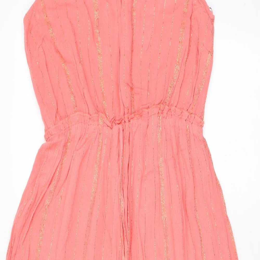 Roman Womens Pink Striped Viscose Maxi Size 12 Scoop Neck Pullover