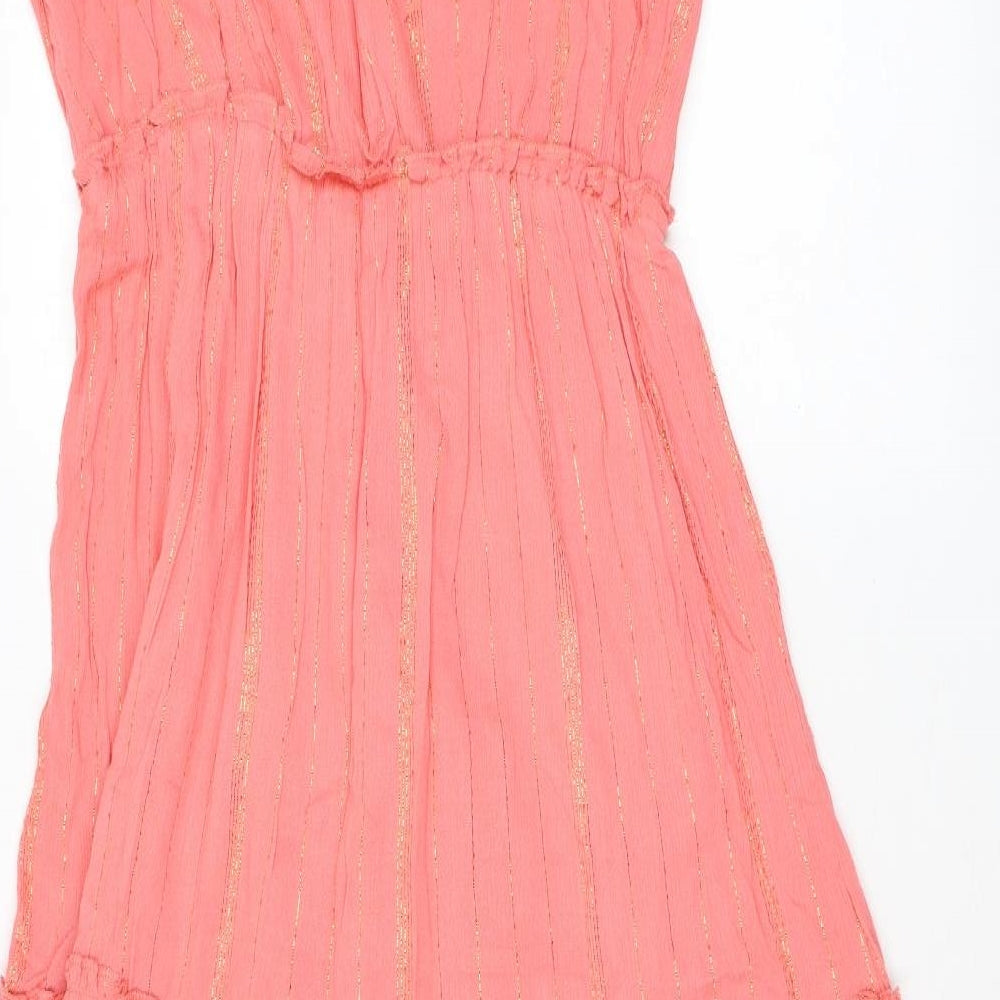 Roman Womens Pink Striped Viscose Maxi Size 12 Scoop Neck Pullover