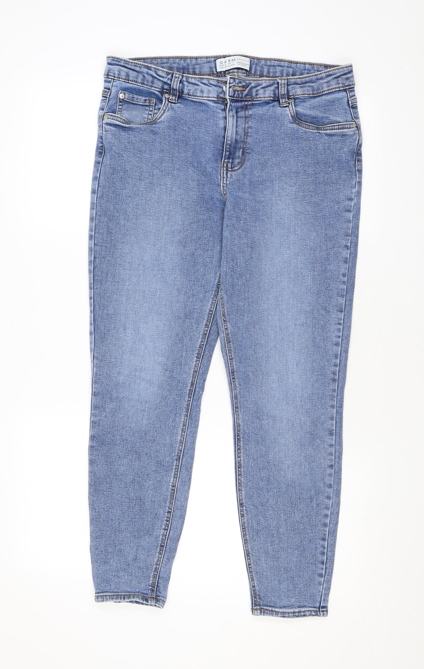 Denim & Co. Womens Blue Cotton Skinny Jeans Size 12 L26 in Regular Zip