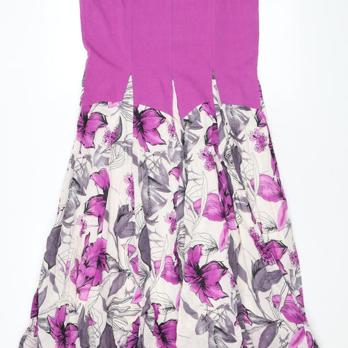 Klass Womens Pink Floral Cotton A-Line Size 12 Scoop Neck Pullover