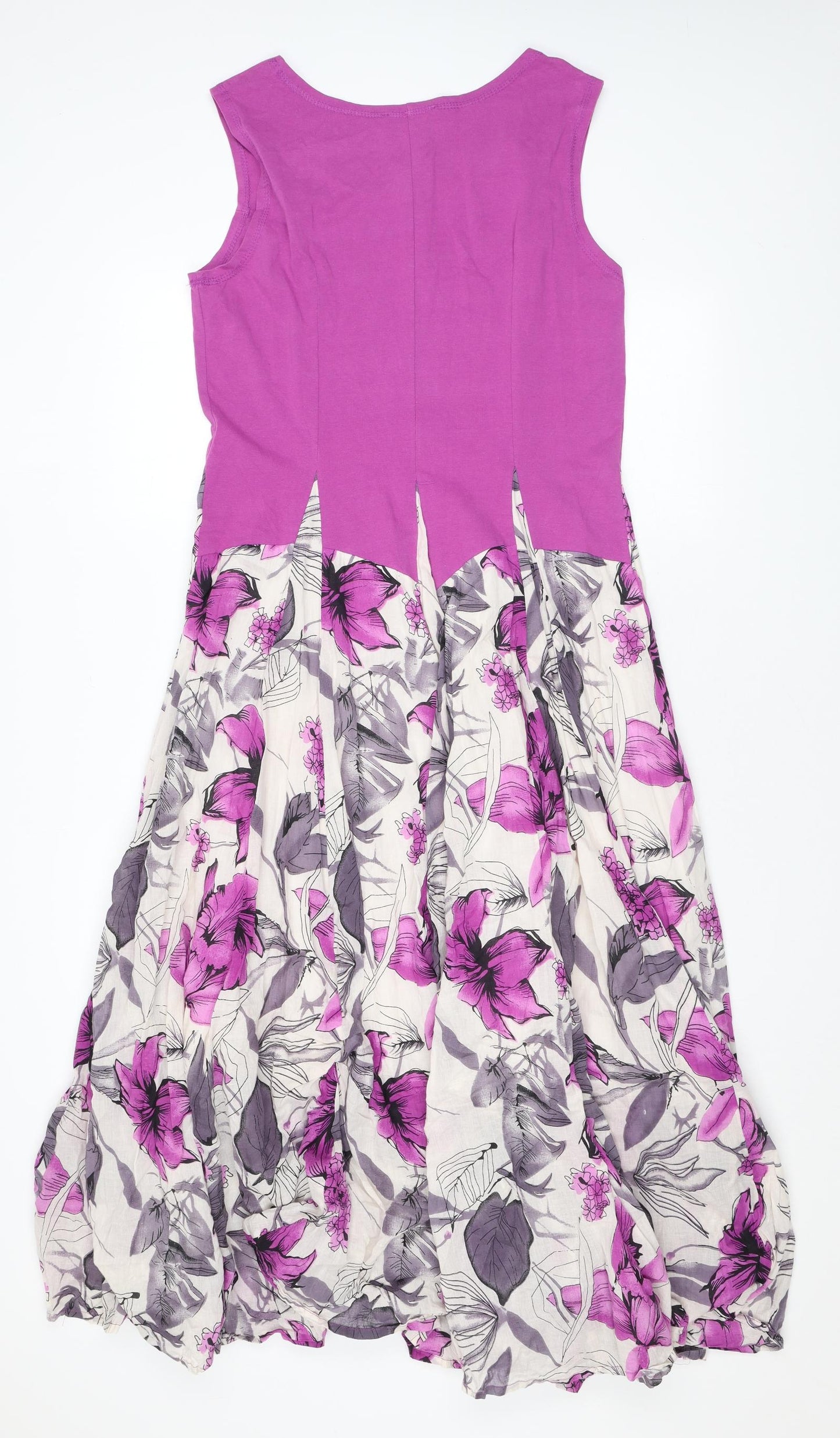 Klass Womens Pink Floral Cotton A-Line Size 12 Scoop Neck Pullover