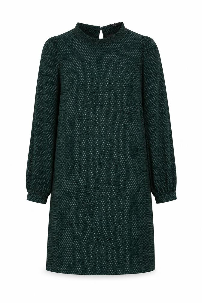 NEXT Womens Green Geometric Polyester T-Shirt Dress Size 8 Round Neck Button