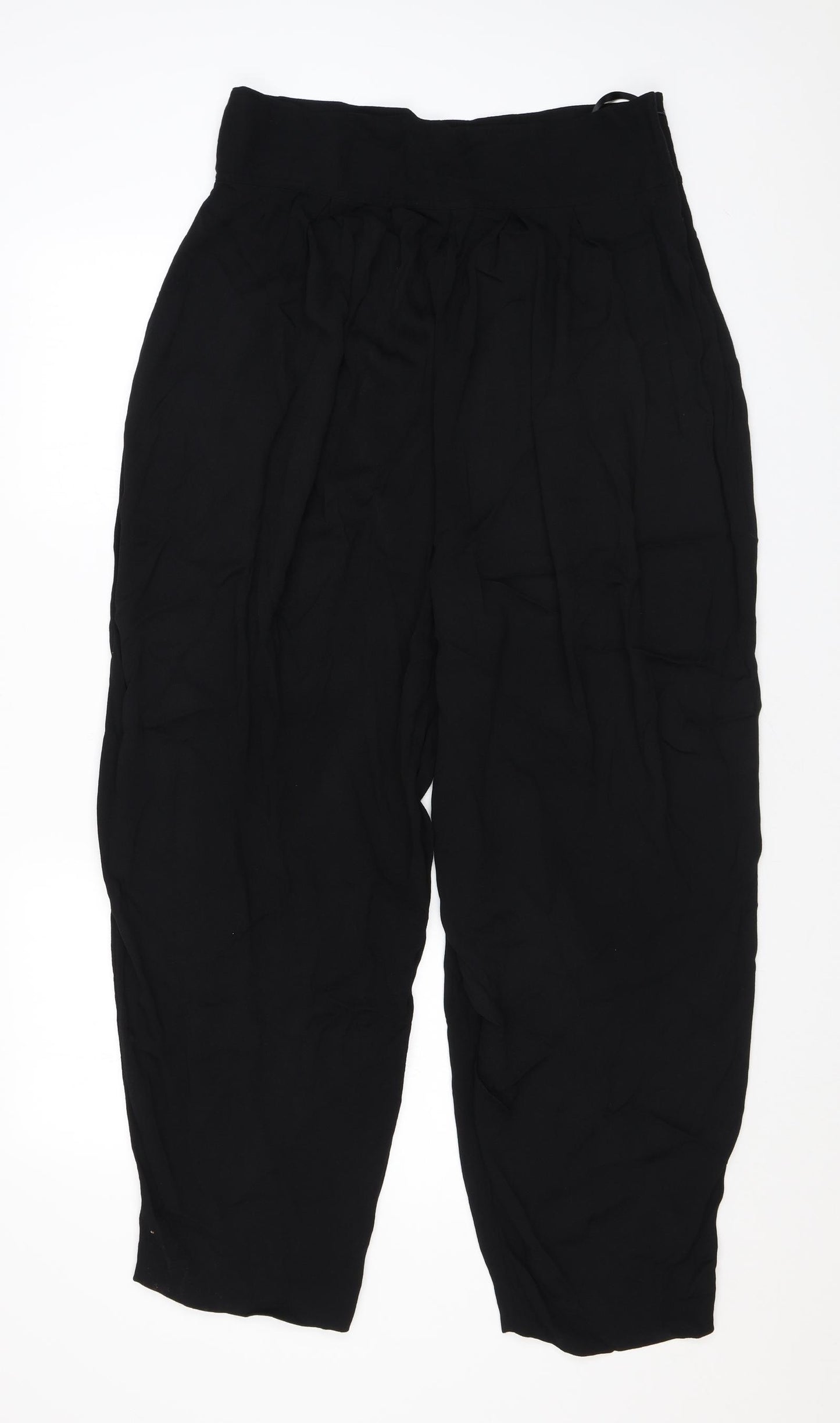 Kin Womens Black Viscose Trousers Size 14 L25 in Regular Zip
