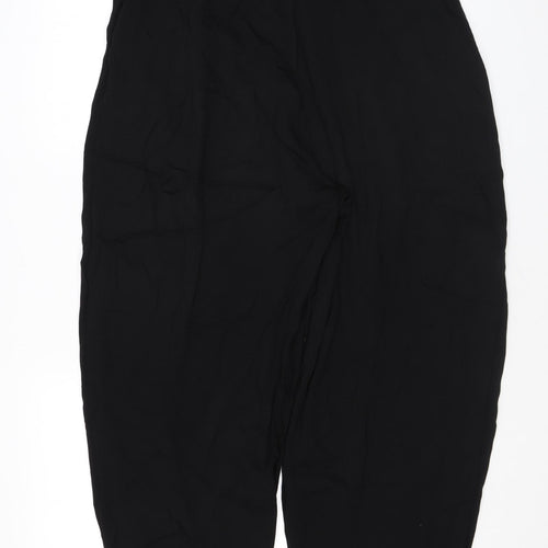 Kin Womens Black Viscose Trousers Size 14 L25 in Regular Zip