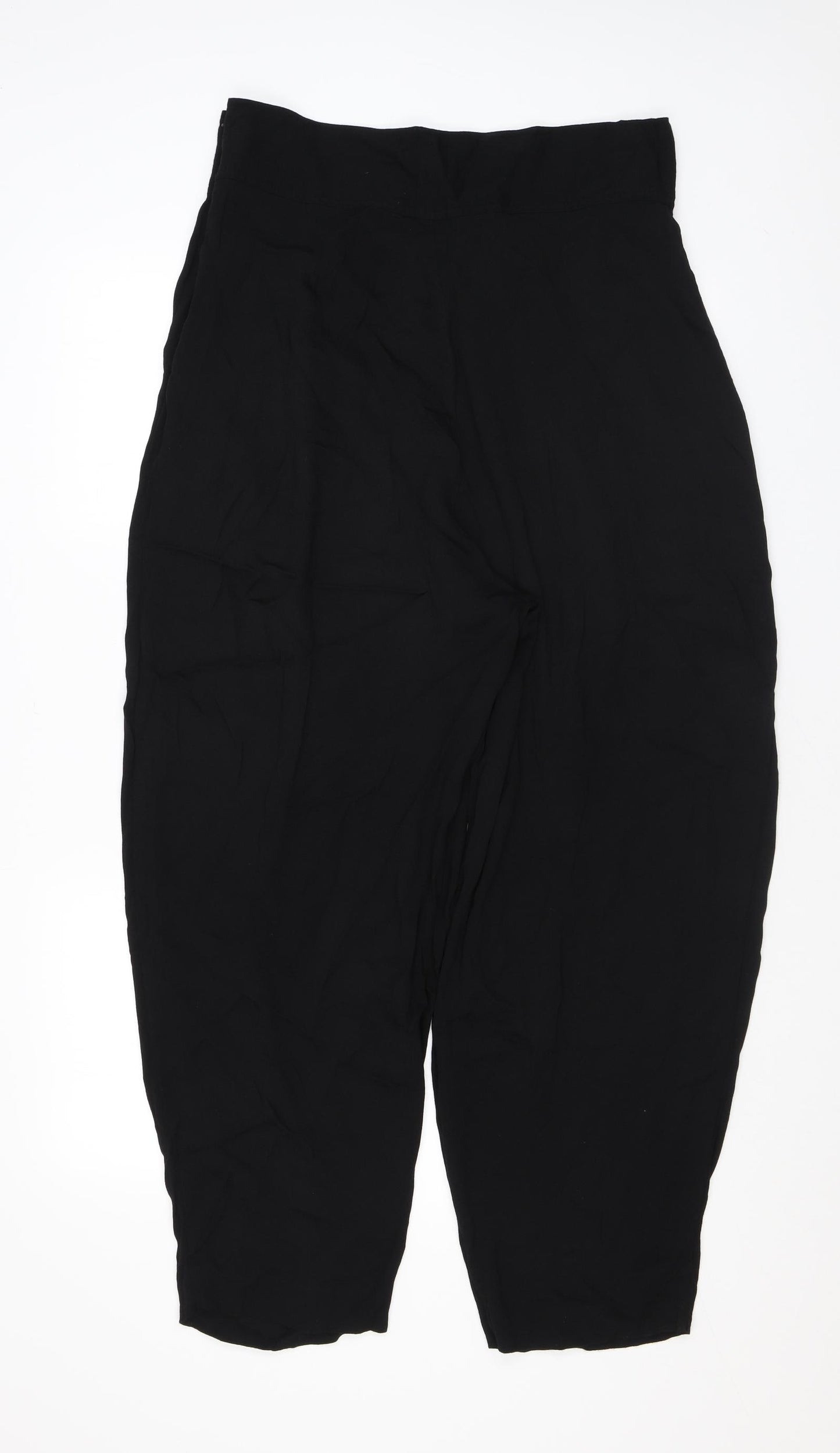Kin Womens Black Viscose Trousers Size 14 L25 in Regular Zip