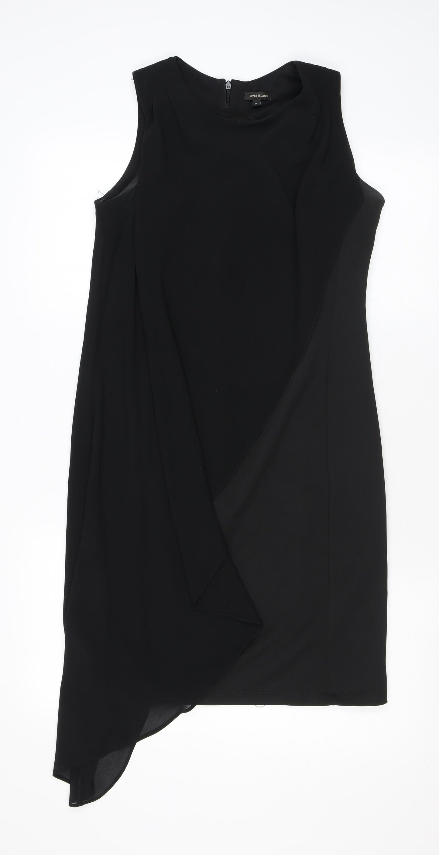 River Island Womens Black Polyester Bodycon Size 8 Round Neck Zip