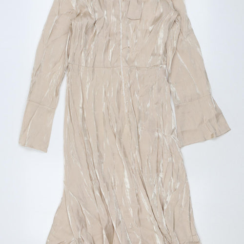 Love Sunshine Womens Beige Polyester A-Line Size 12 Mock Neck Zip