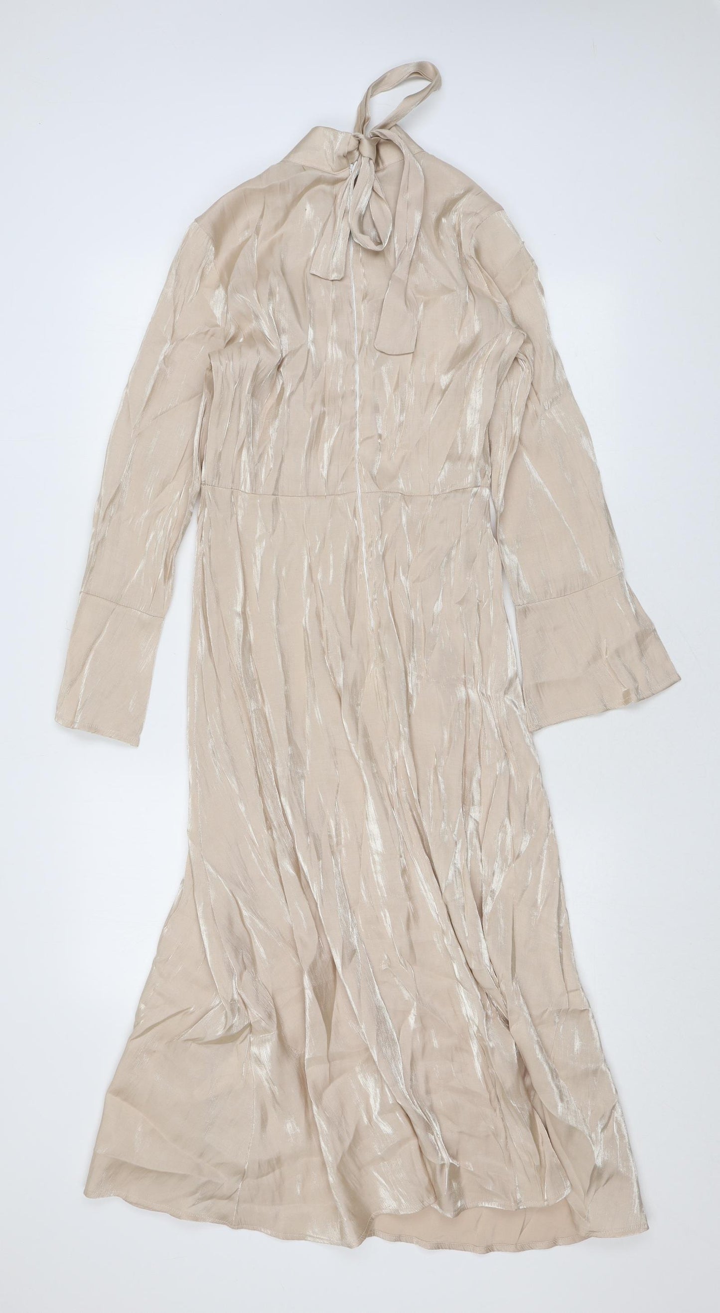 Love Sunshine Womens Beige Polyester A-Line Size 12 Mock Neck Zip