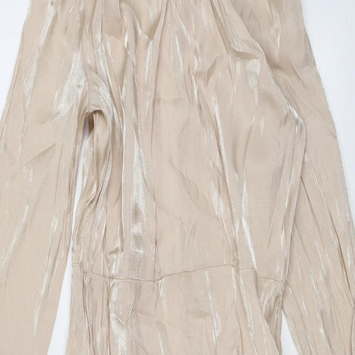 Love Sunshine Womens Beige Polyester A-Line Size 12 Mock Neck Zip