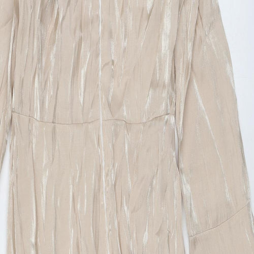 Love Sunshine Womens Beige Polyester A-Line Size 12 Mock Neck Zip
