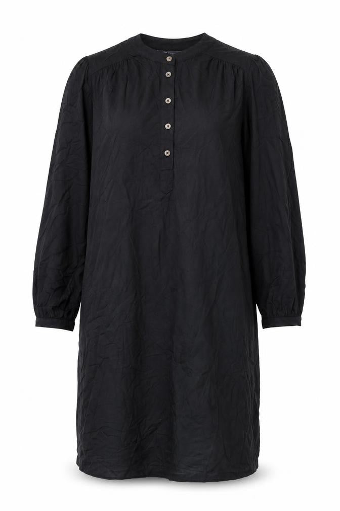 Marks and Spencer Womens Black Polyester Shirt Dress Size 10 Round Neck Button