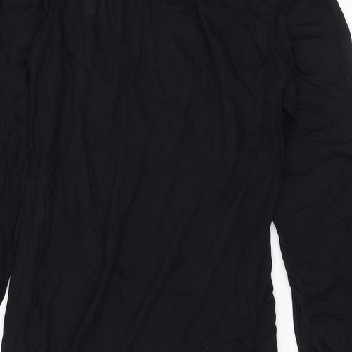 Marks and Spencer Womens Black Polyester Shirt Dress Size 10 Round Neck Button