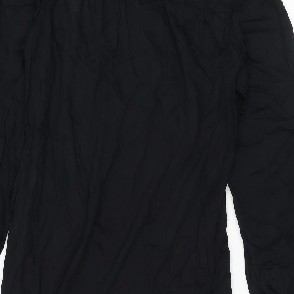 Marks and Spencer Womens Black Polyester Shirt Dress Size 10 Round Neck Button