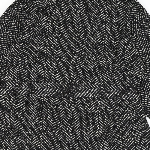 Zara Womens Black Geometric Polyester Basic Blouse Size M Cowl Neck - Tie