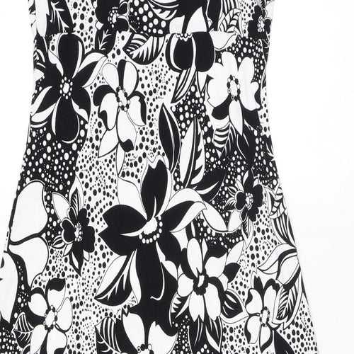 Per Una Womens Black Floral Viscose A-Line Size 10 Square Neck Pullover
