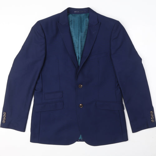 OneSix5ive Mens Blue Polyester Jacket Suit Jacket Size 40 Regular