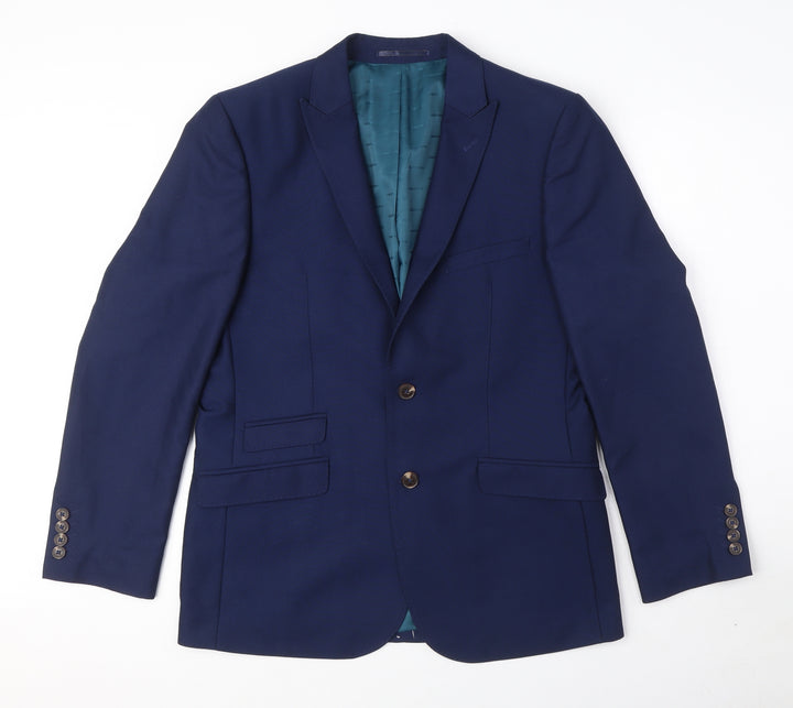 OneSix5ive Mens Blue Polyester Jacket Suit Jacket Size 40 Regular