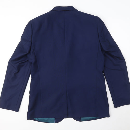 OneSix5ive Mens Blue Polyester Jacket Suit Jacket Size 40 Regular