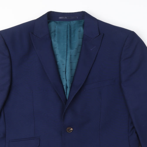 OneSix5ive Mens Blue Polyester Jacket Suit Jacket Size 40 Regular