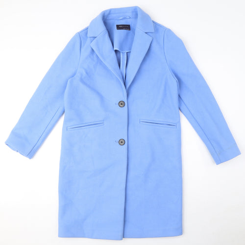 Marks and Spencer Womens Blue Overcoat Coat Size 8 Button