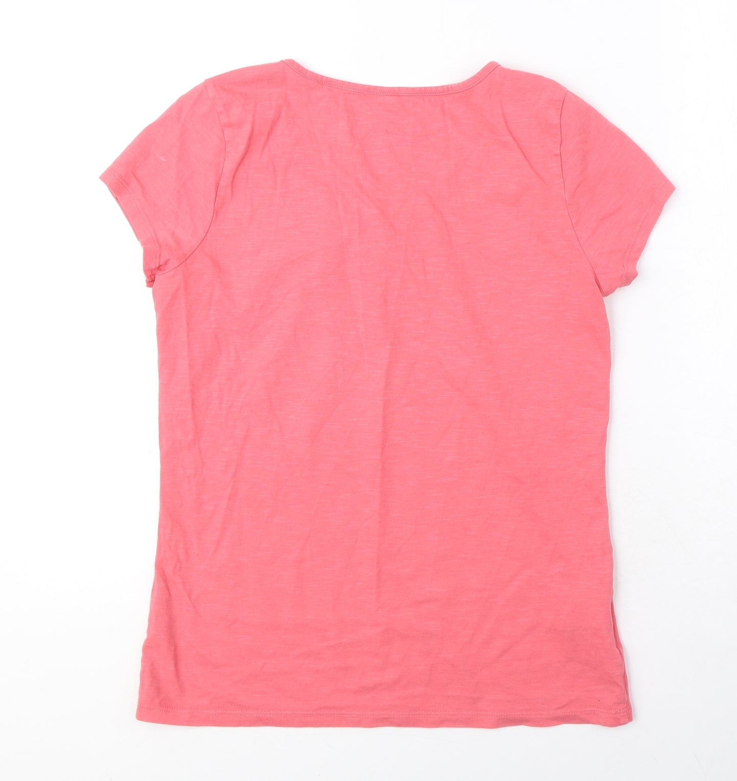 Laura Ashley Womens Pink 100% Cotton Basic T-Shirt Size 10 Round Neck