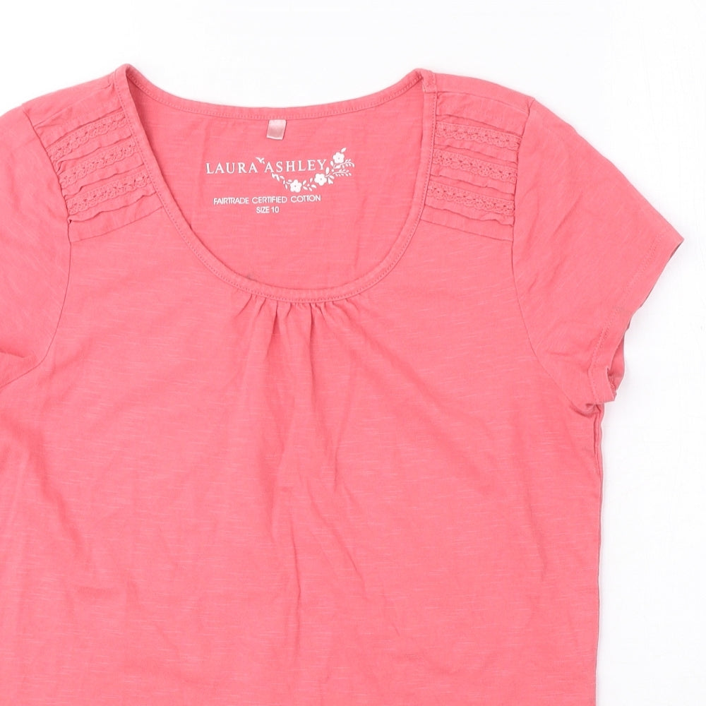 Laura Ashley Womens Pink 100% Cotton Basic T-Shirt Size 10 Round Neck