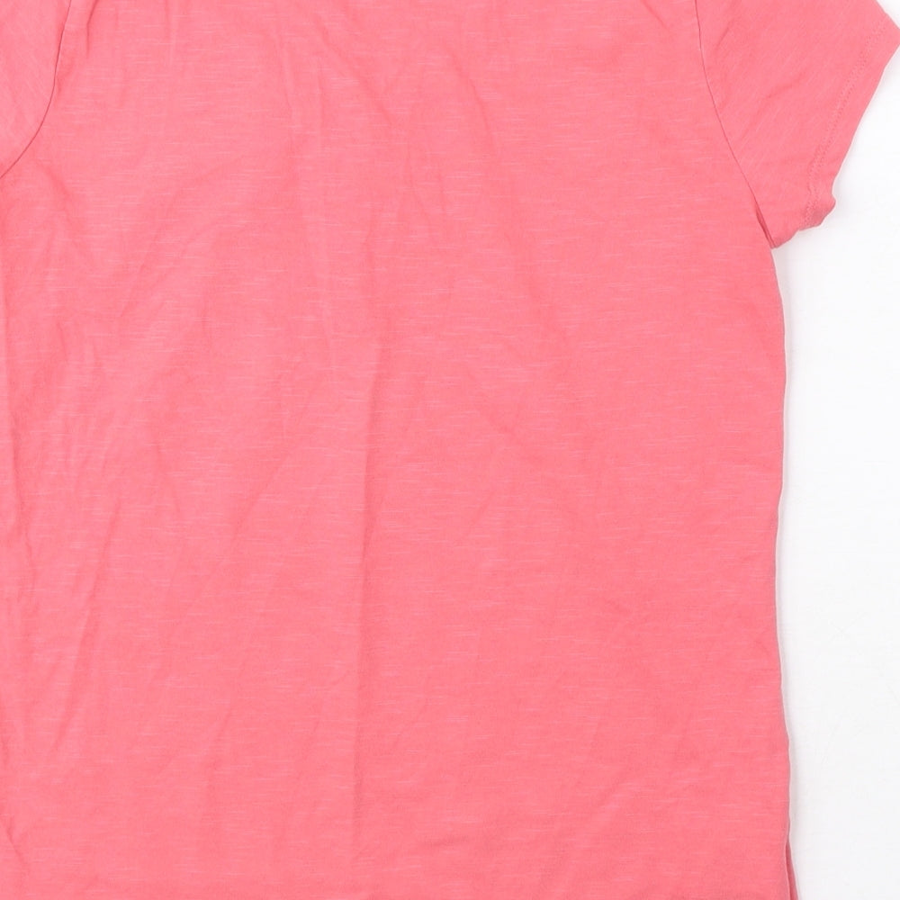 Laura Ashley Womens Pink 100% Cotton Basic T-Shirt Size 10 Round Neck