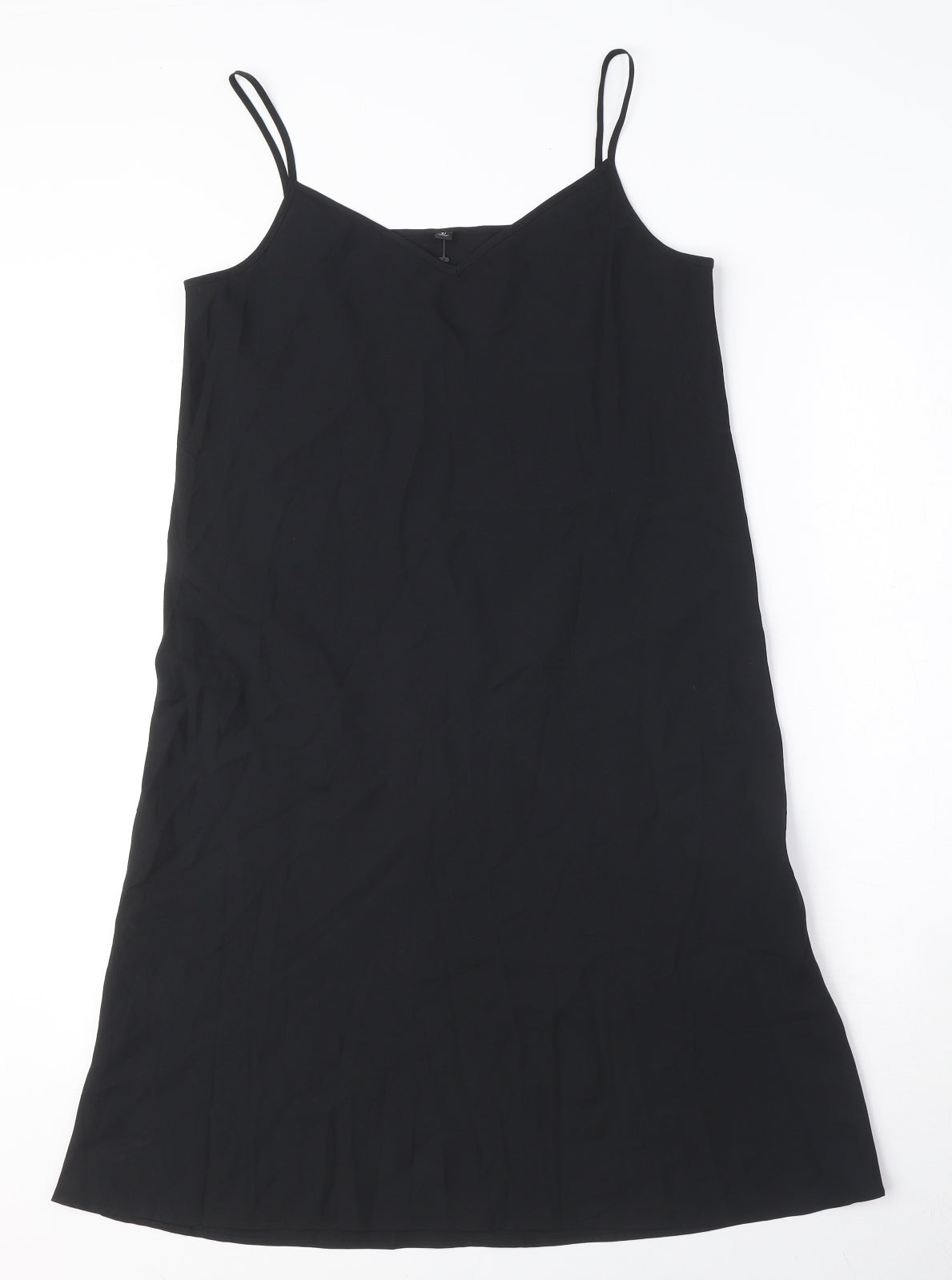Uniqlo Womens Black Polyester Slip Dress Size XS V-Neck Pullover