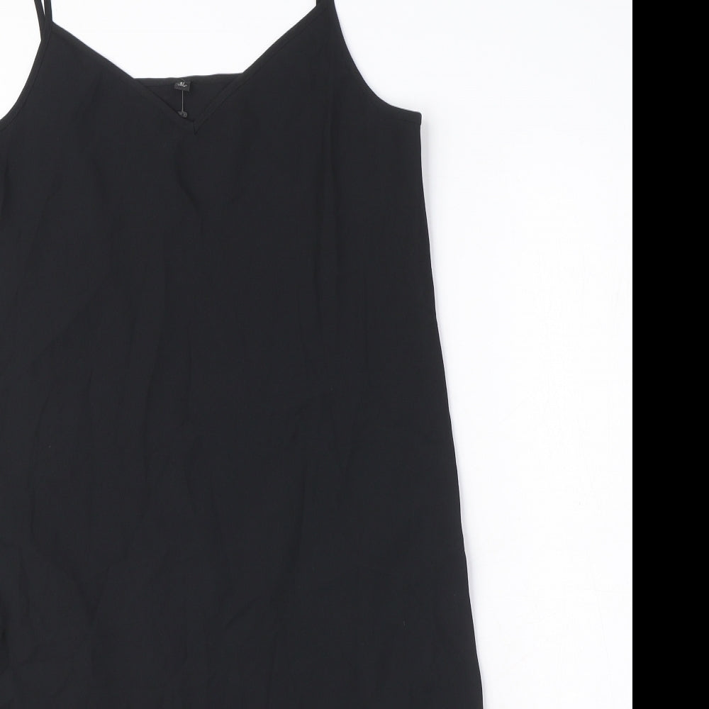 Uniqlo Womens Black Polyester Slip Dress Size XS V-Neck Pullover