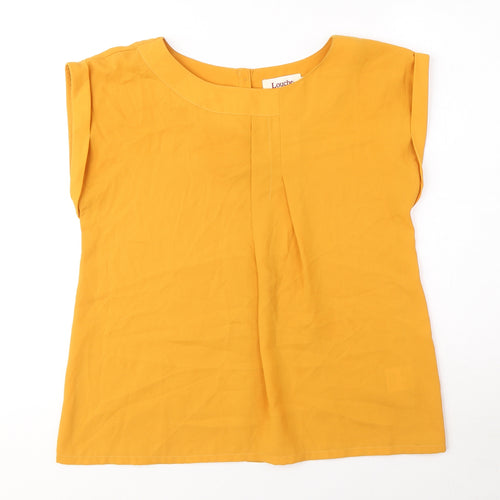 Louche Womens Yellow Polyester Basic Blouse Size 8 Round Neck
