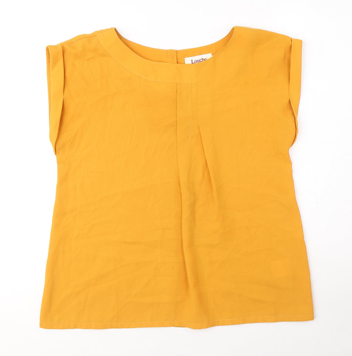 Louche Womens Yellow Polyester Basic Blouse Size 8 Round Neck