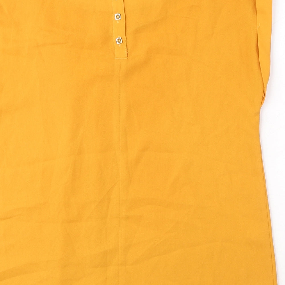 Louche Womens Yellow Polyester Basic Blouse Size 8 Round Neck