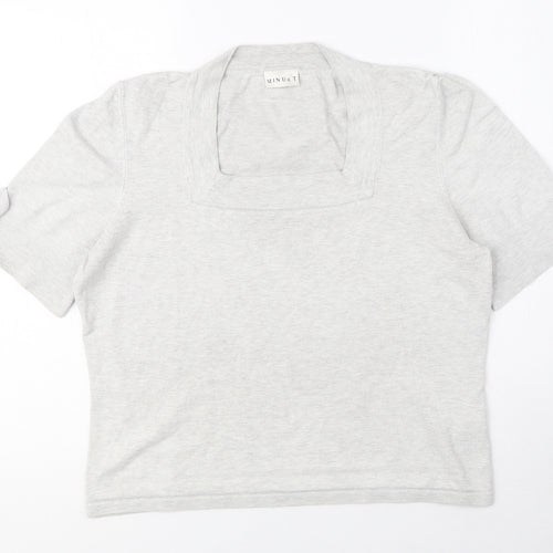 Minuet Womens Grey Viscose Basic T-Shirt Size 12 Square Neck