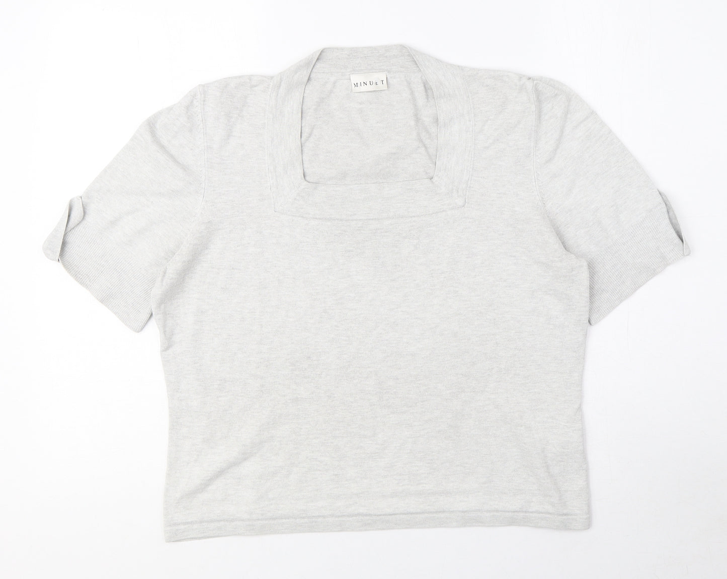 Minuet Womens Grey Viscose Basic T-Shirt Size 12 Square Neck