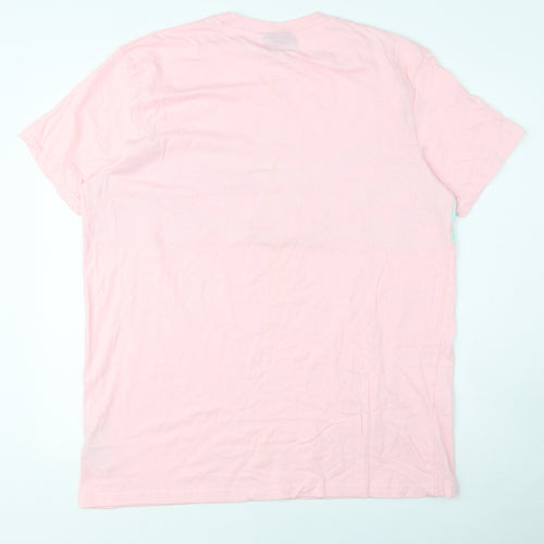 McKenzie Womens Pink 100% Cotton Basic T-Shirt Size L Crew Neck - Palm Trees, Logo