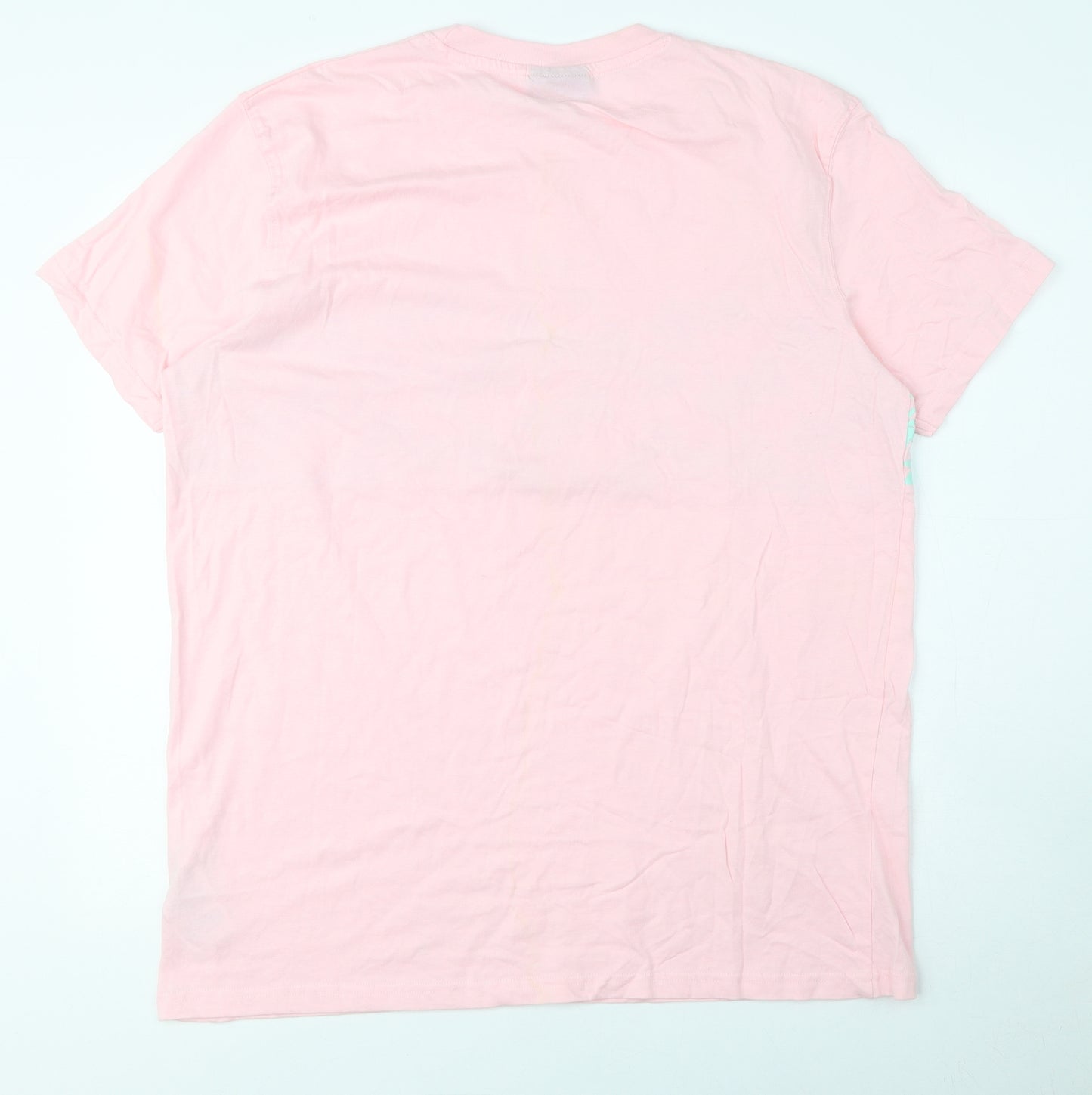 McKenzie Womens Pink 100% Cotton Basic T-Shirt Size L Crew Neck - Palm Trees, Logo