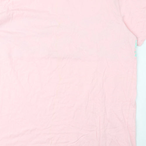 McKenzie Womens Pink 100% Cotton Basic T-Shirt Size L Crew Neck - Palm Trees, Logo