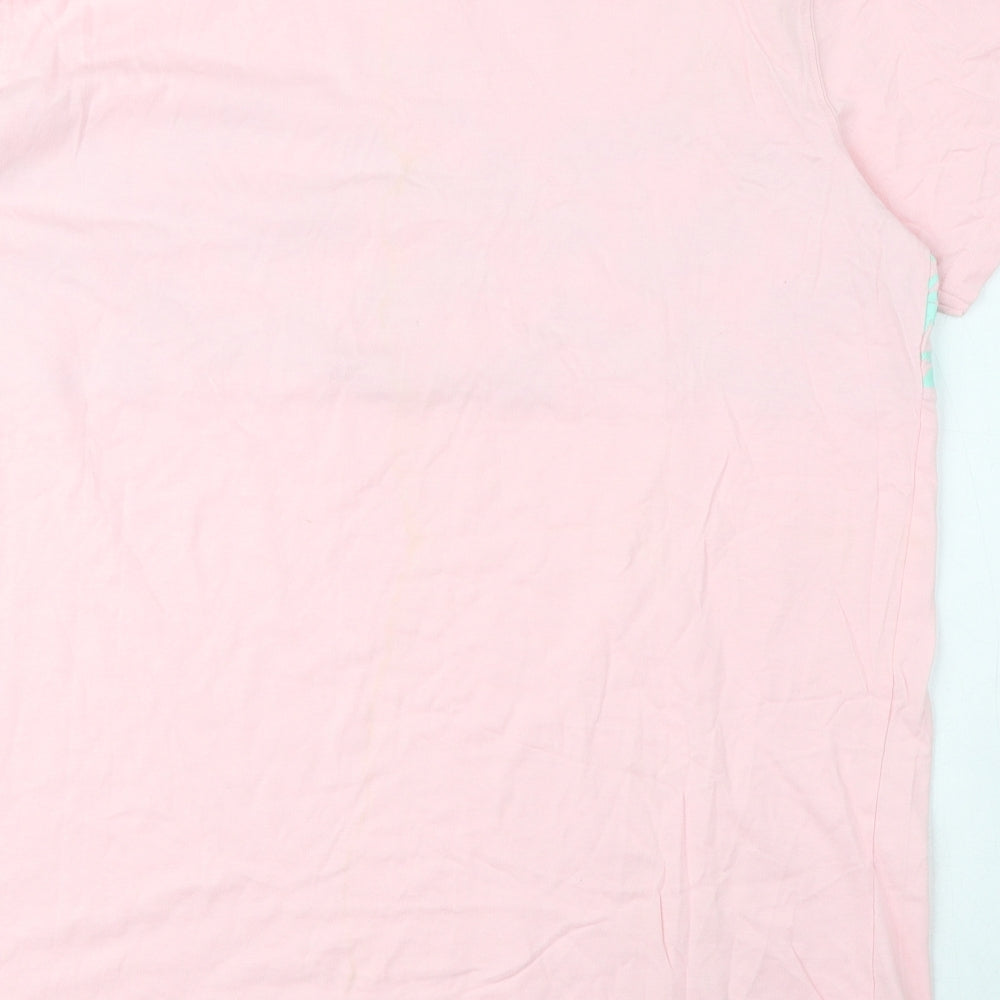 McKenzie Womens Pink 100% Cotton Basic T-Shirt Size L Crew Neck - Palm Trees, Logo