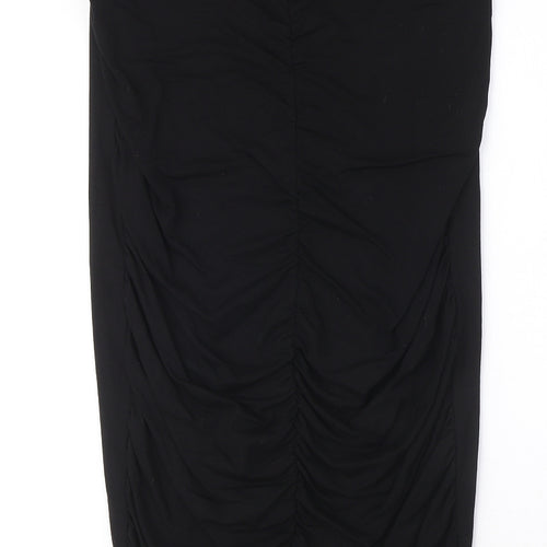 Matea Womens Black Rayon Peasant Skirt Size 10 - Ruched detail