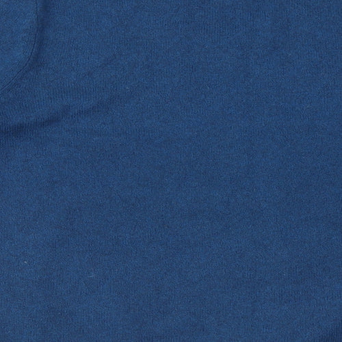 Marks and Spencer Mens Blue V-Neck Wool Pullover Jumper Size L Long Sleeve